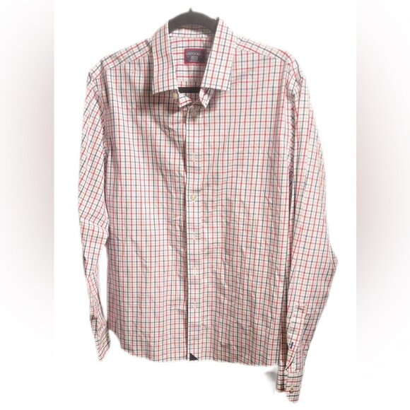 UNTUCKit Kesser WF Business Casual Button Down Cotton Red White Plaid Shirt M - Picture 2 of 5